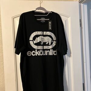 Ecko Unlimited Black and Silver Graphic Tee